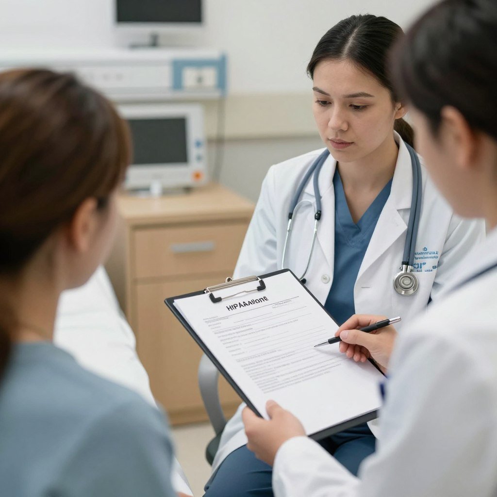 Hospital notary in Northern CO assisting with HIPAA authorization forms